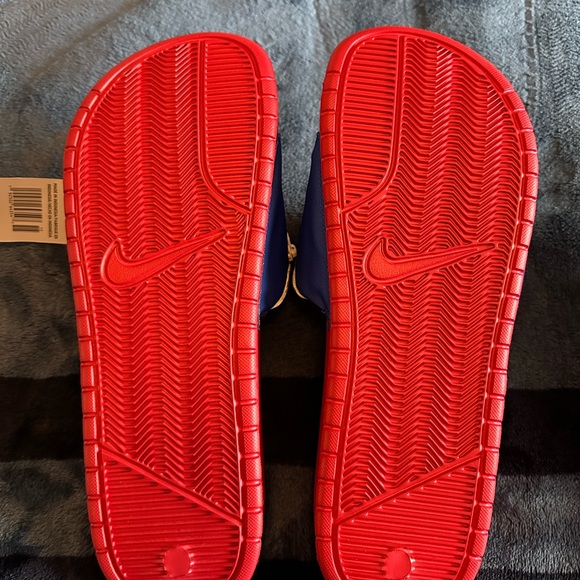 Rare Nike Benassi Fanny Pack Just Do It Slide Sandals in red/blue Unisex - Picture 2 of 2